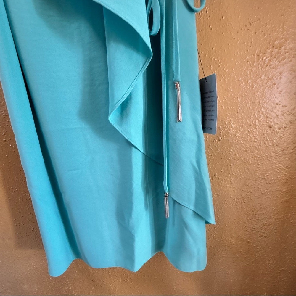 Adrianna Papell Aruba Blue Gauzy Crepe Draped Front Dress AP10100837 Womens 4 - Picture 6 of 8